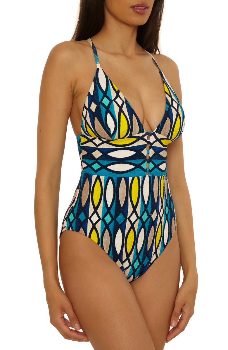 Trina Turk Paros Empire Waist One-Piece Swimsuit, Alternate, color, Multi