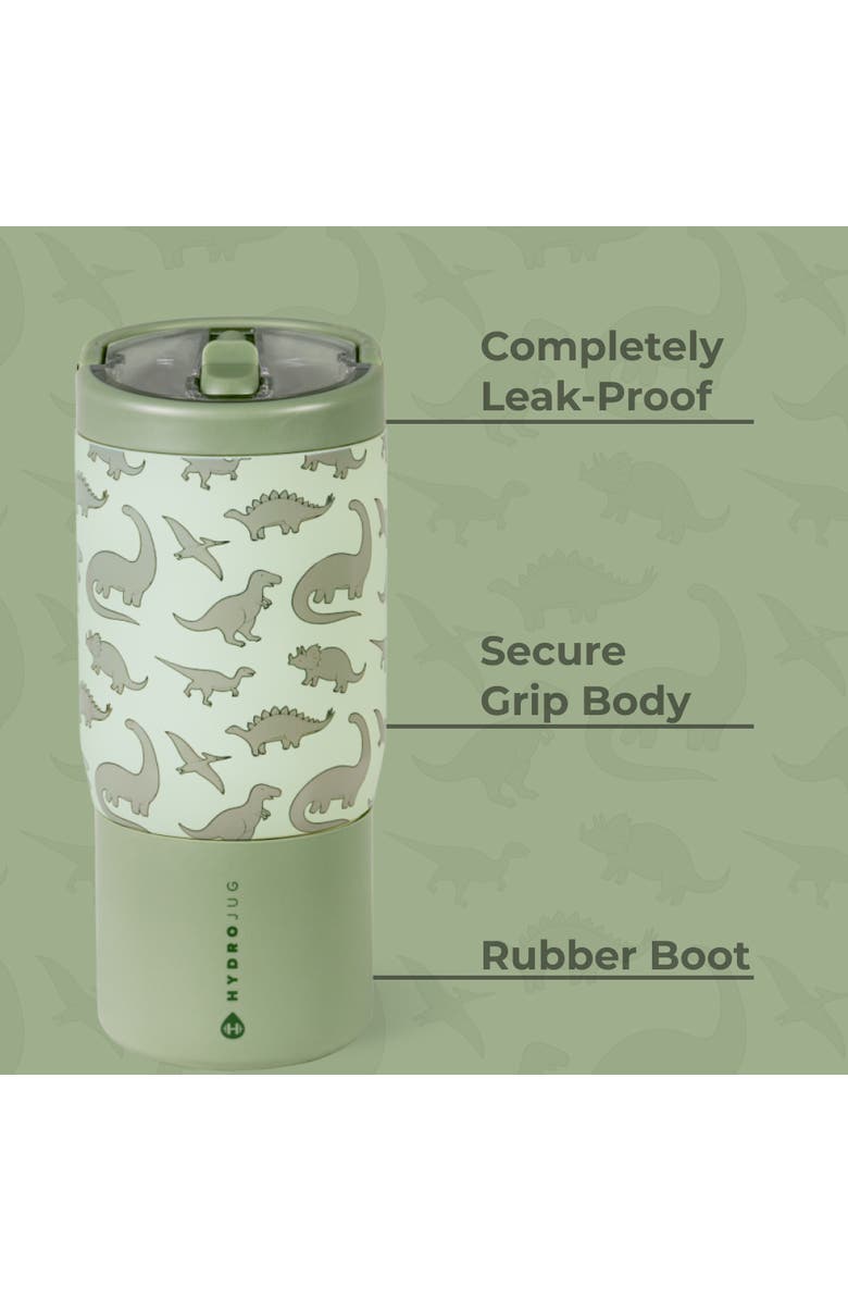 HydroJug Kids 14 oz Sport Water Bottle - Stainless Steel, Insulated, 100% Leakproof, With Carry Handle, BPA-Free, Kid-Friendly Design, Alternate, color, Dinosaur