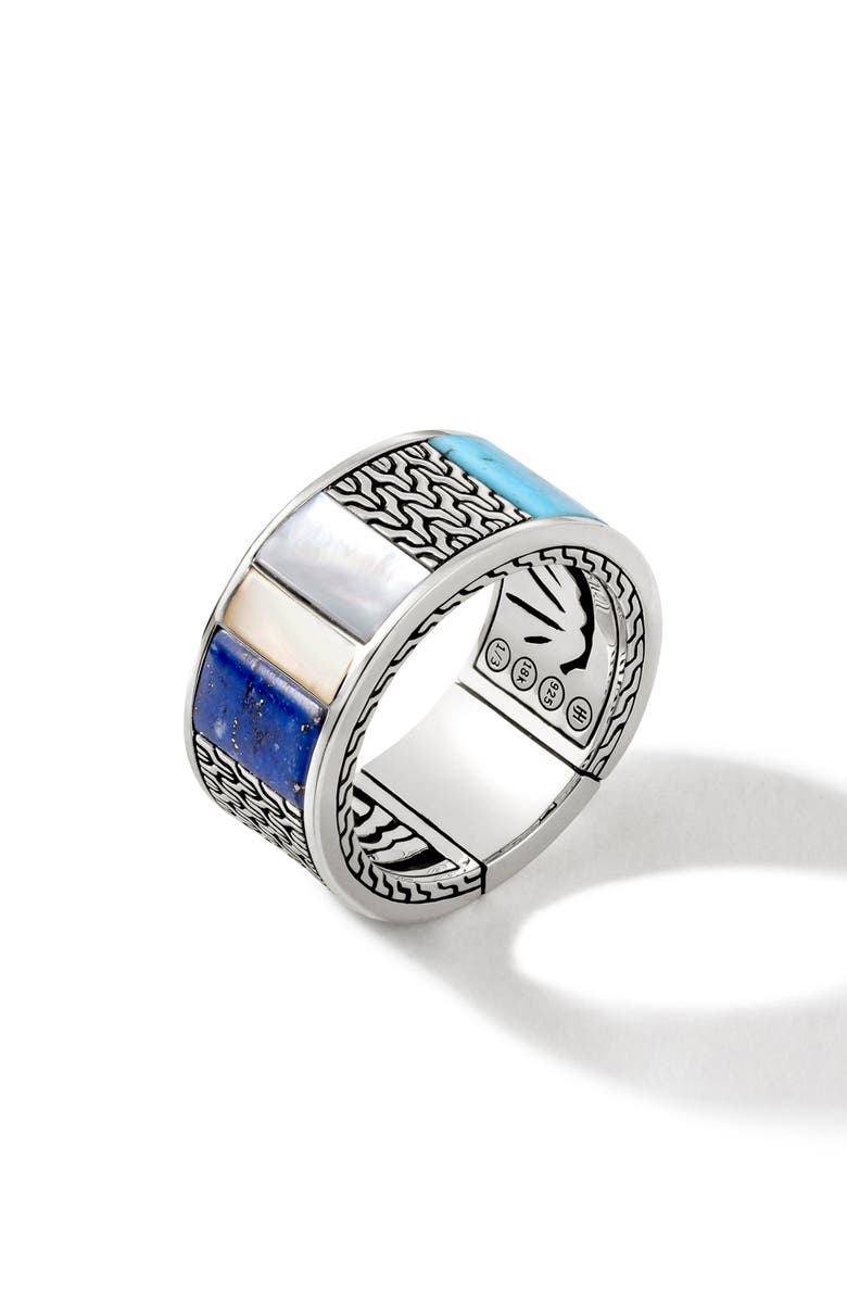 John Hardy Classic Chain Mixed Stone Band Ring, Alternate, color, Blue