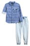 Kids' Button-Up Shirt & Denim Joggers Set