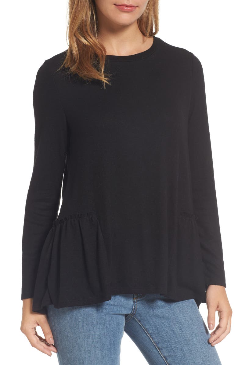 Caslon<sup>®</sup> Cozy Back Peplum Top, Main, color, 