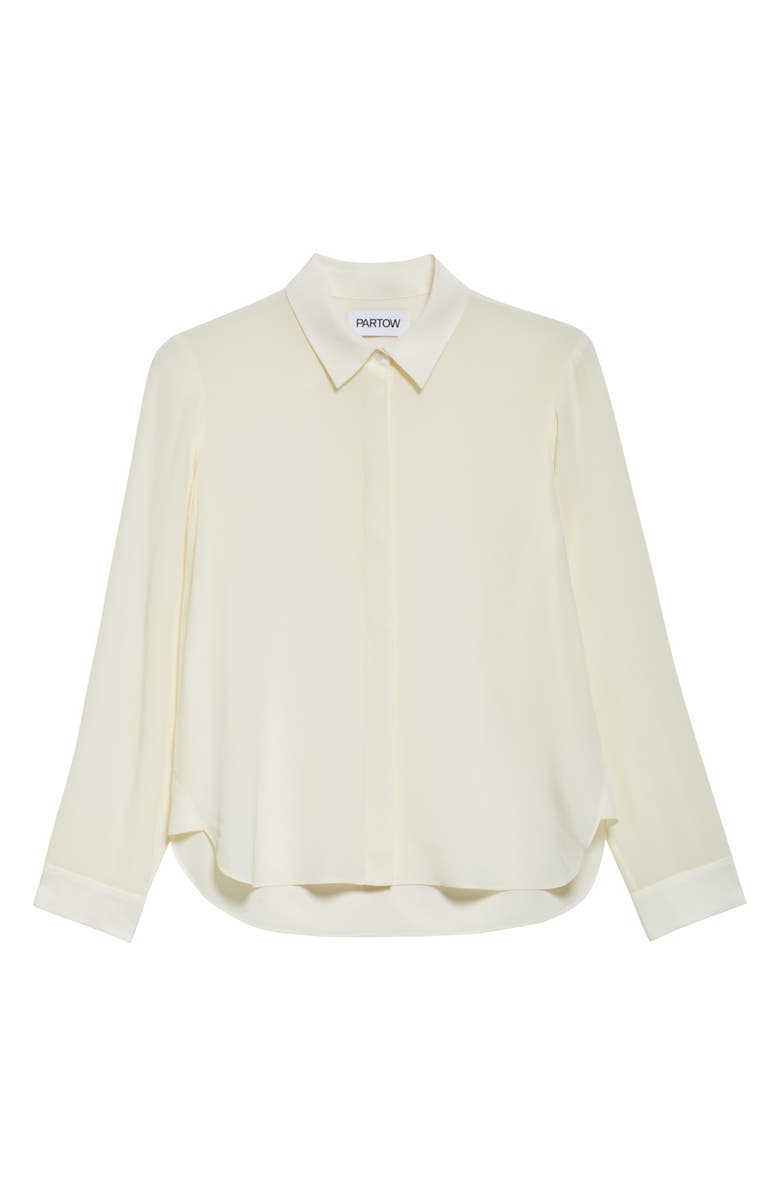 PARTOW Edie Silk Crêpe de Chine Buttton-Up Shirt, Alternate, color, Ivory