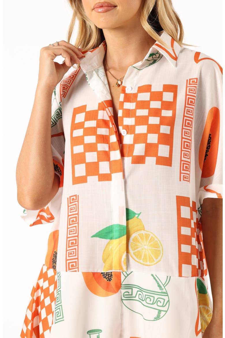 Sebastian Fruit Print Romper, Alternate, color, WHITE ORANGE