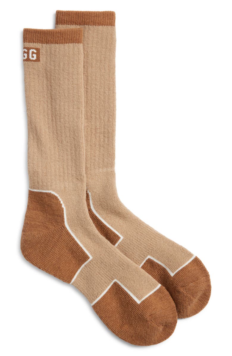 UGG<sup>®</sup> Lockhart Wool Blend Boot Socks, Main, color, Sand / Chestnut