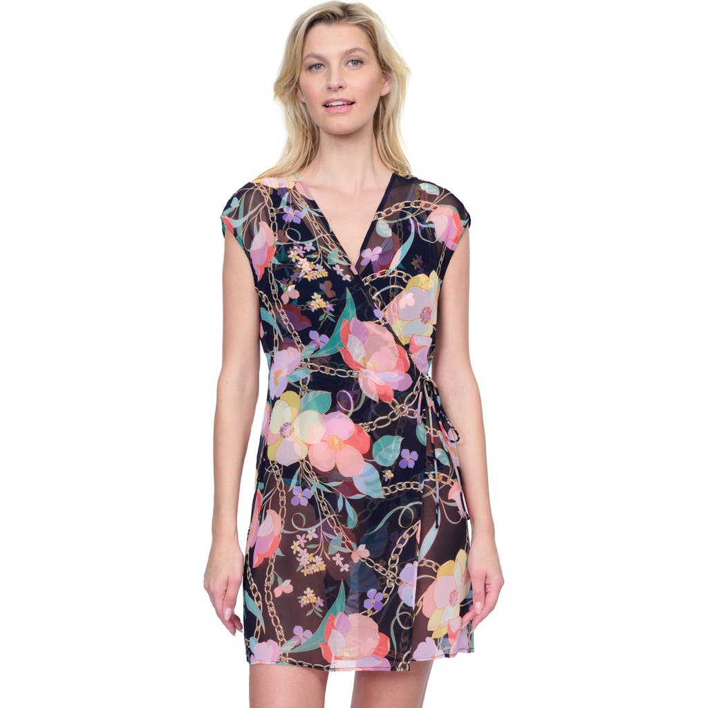 GOTTEX GOTTEX MEMORIES OF CAPRI SHORT SURPLICE WRAP DRESS WITH TIE