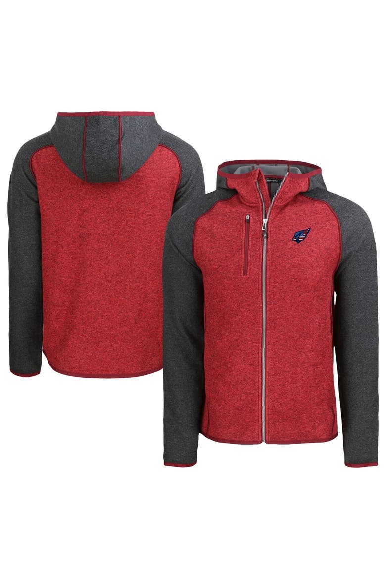 Men's Cutter & Buck Heather Cardinal/Heather Charcoal Arizona Cardinals  Americana Mainsail Full-Zip Hooded Jacket, Main, color, Heather Red