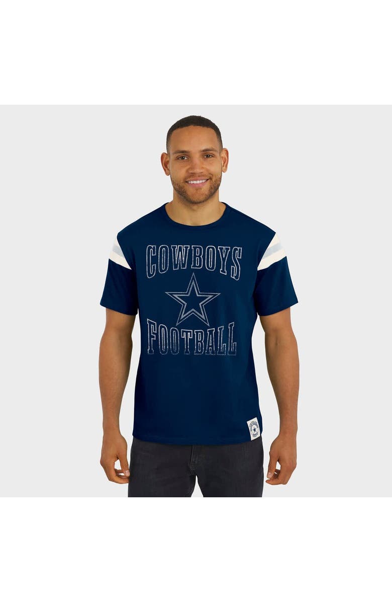 Darius Rucker Collection by Fanatics Men's Darius Rucker Collection by Fanatics Navy Dallas Cowboys Distressed Throwback Shoulder Stripe T-Shirt, Alternate, color, Navy