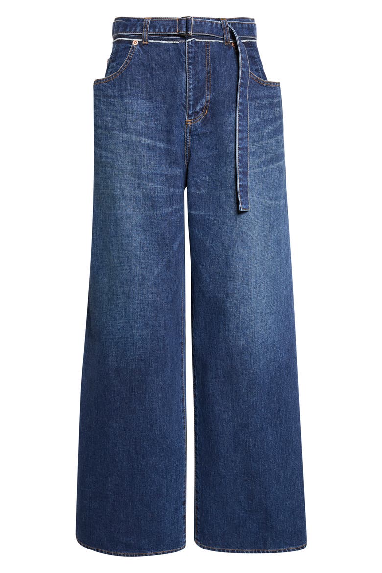 Wide Leg Self-Belt Jeans, Main, color, BLUE