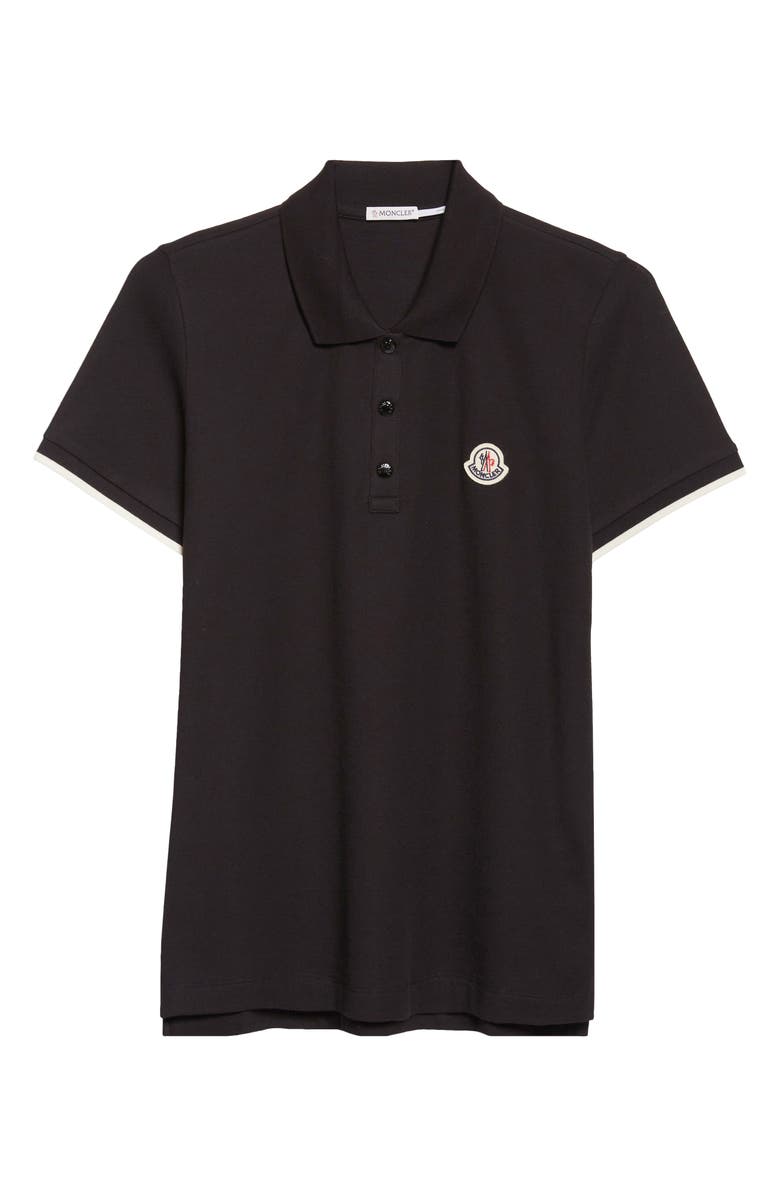 Moncler Logo Cotton Piqué Polo, Main, color, Black