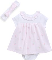 Little Me Picnic Popover Dress & Headband Set