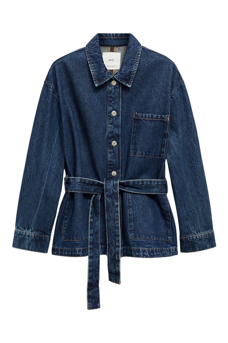 Belted Denim Jacket, Alternate, color, DARK BLUE