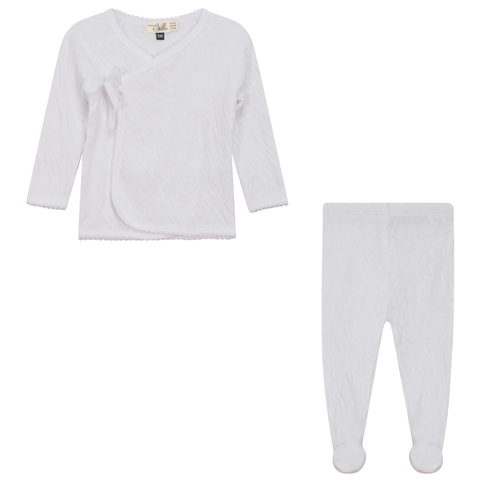 Crinkled Jersey Wrap 2 Piece Long Sleeve Top and Pants Set (Toddler)
