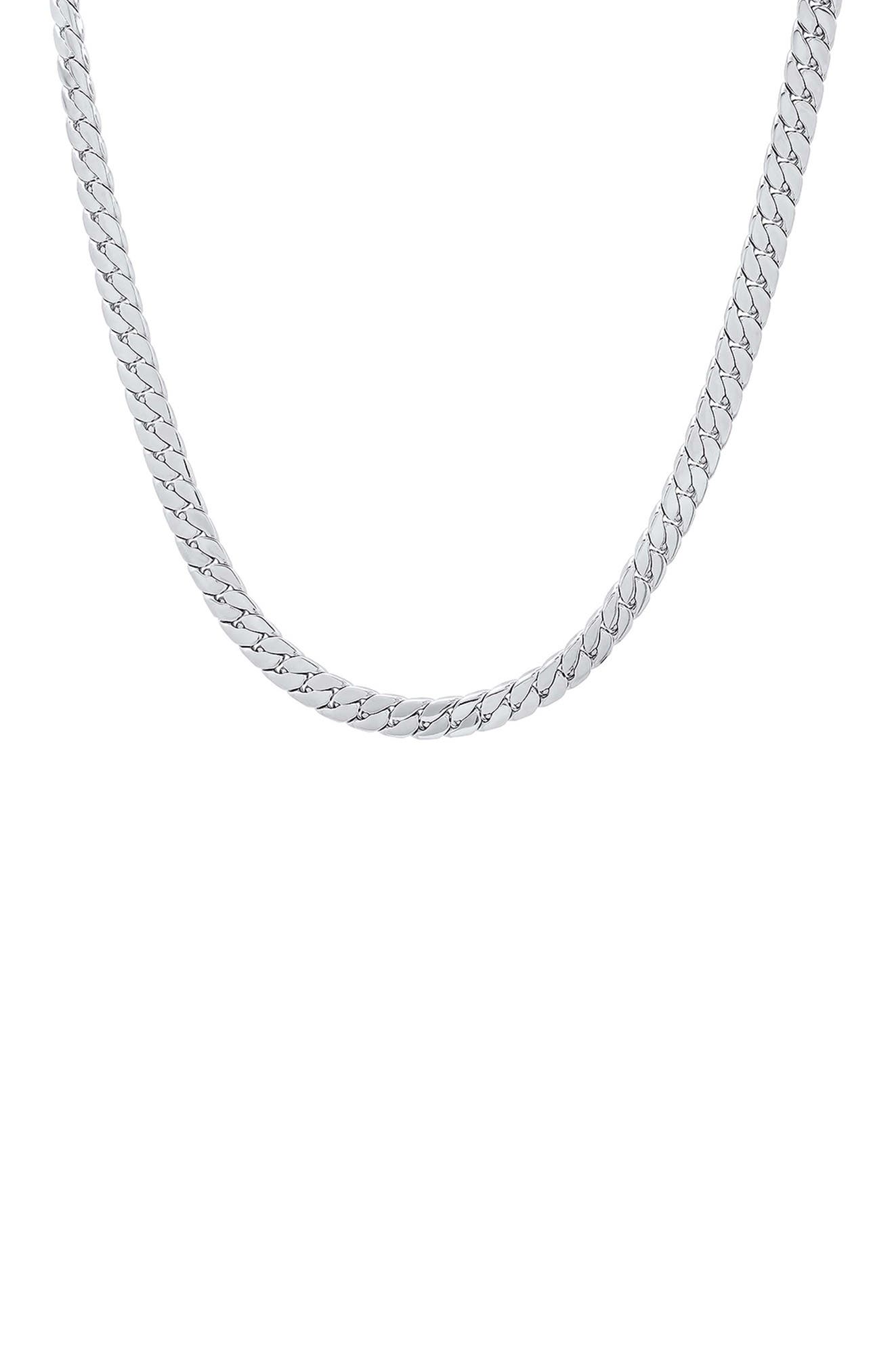 Men's Stainless Steel Flat Snake Chain Necklace