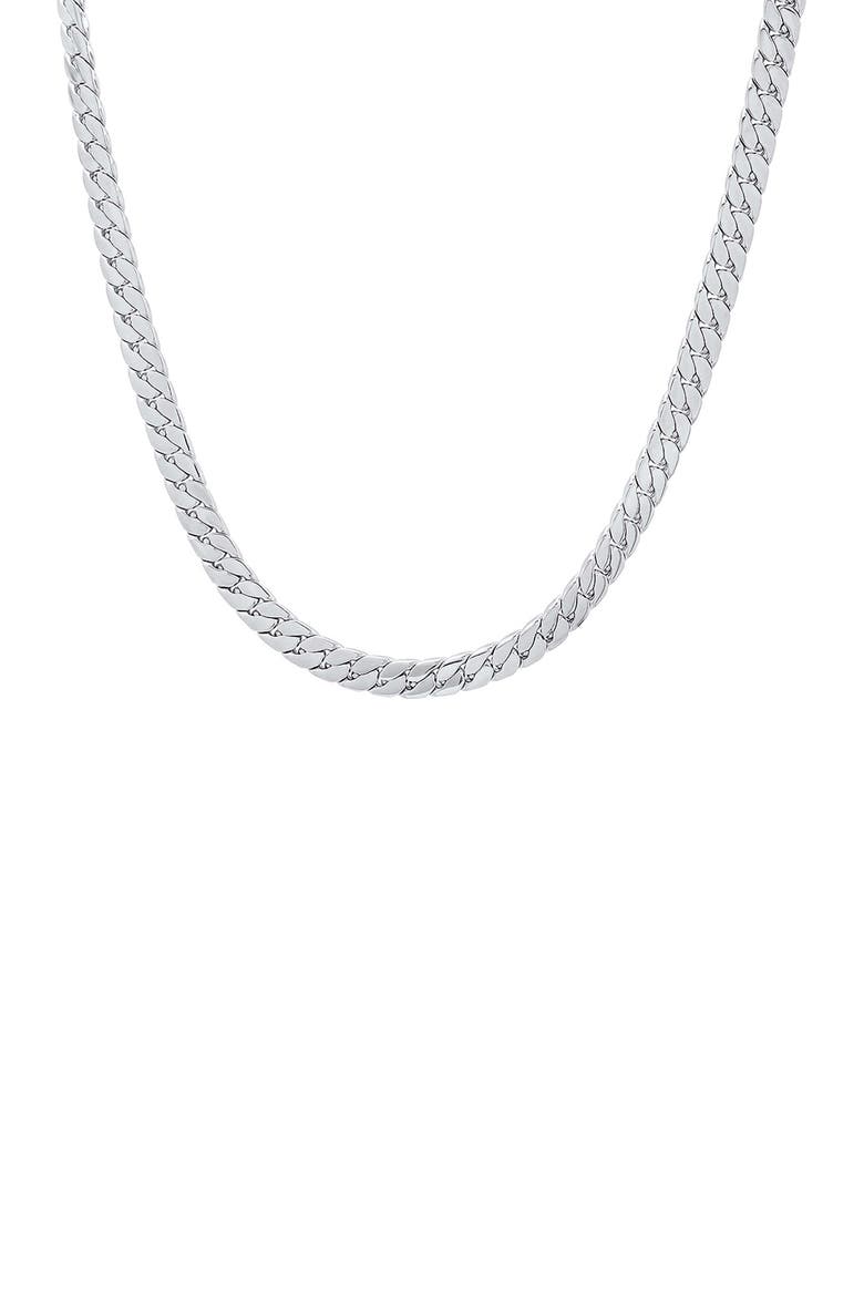 Men's Stainless Steel Flat Snake Chain Necklace, Main, color, SILVER