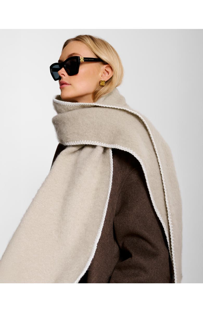 Katie Loxton Whipstitch Scarf in Taupe, Alternate, color, Taupe