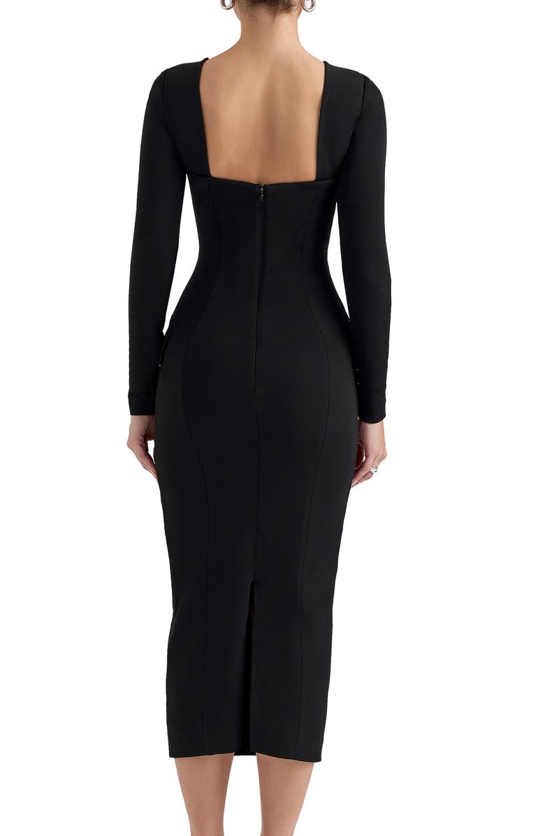 HOUSE OF CB Ella Long Sleeve Midi Dress, Alternate, color, Black