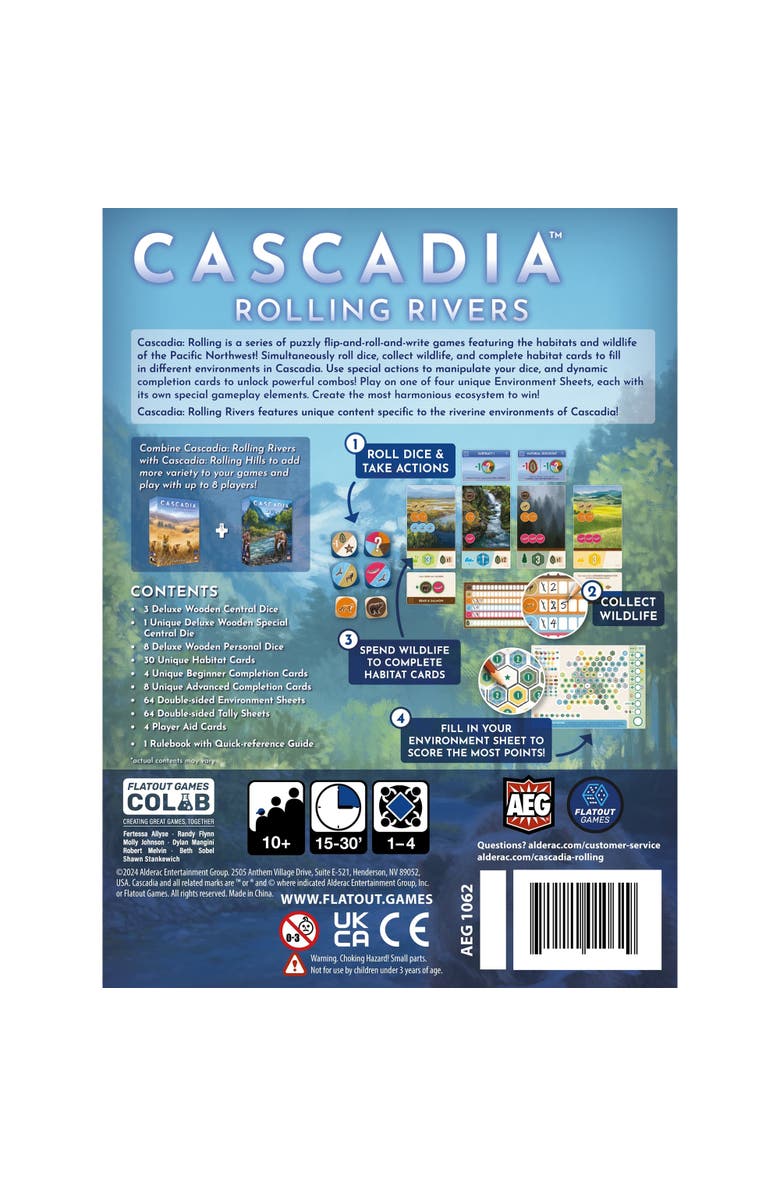 AEG Cascadia Rolling Rivers Puzzly Fliprollwrite Board Game, Alternate, color, Multicolored