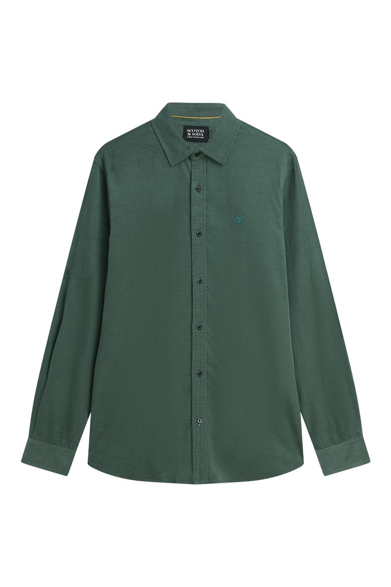Regular Fit Corduroy Button Up Shirt, Alternate, color, DARK FOREST