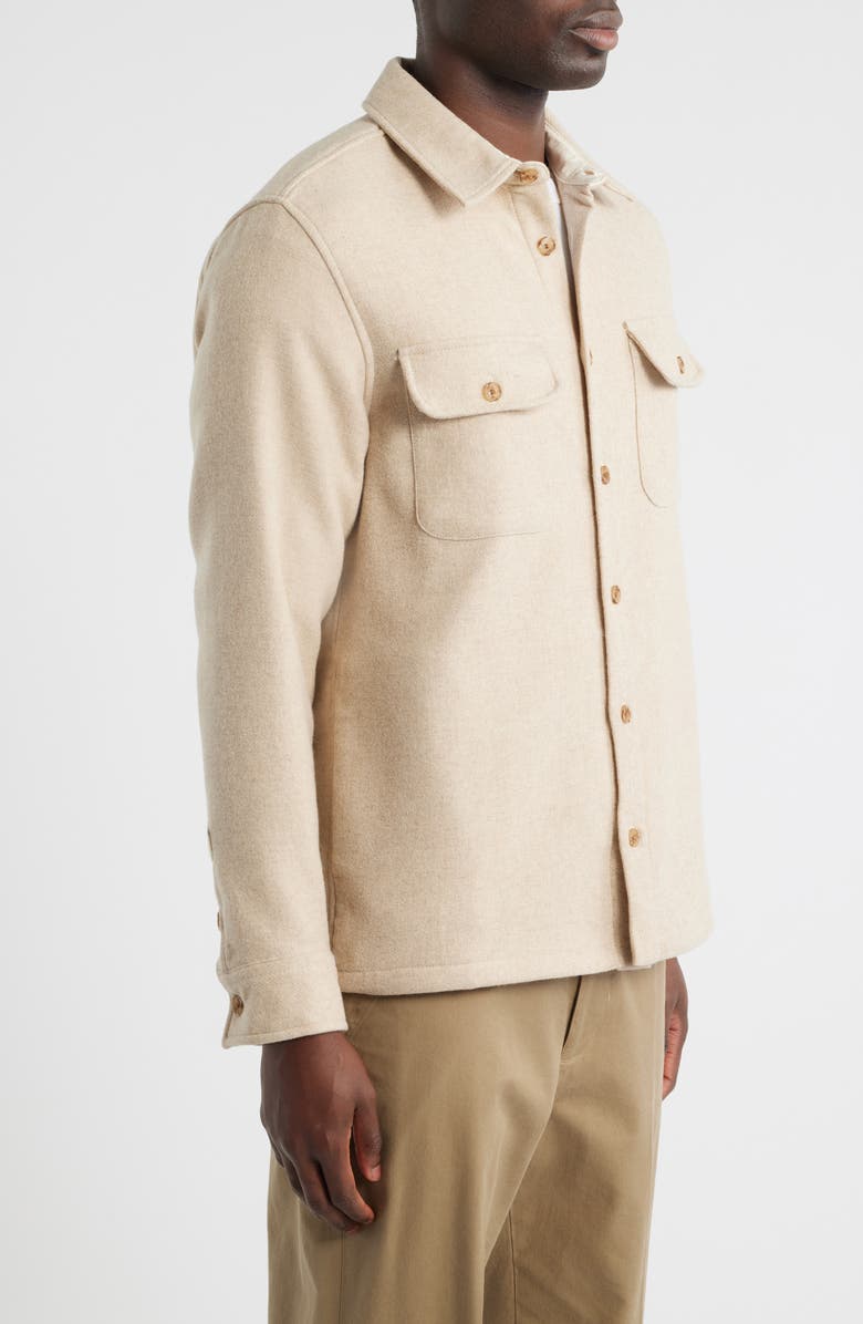Wax London Lomond Wool Blend Melton Button-Up Overshirt, Alternate, color, Natural