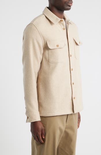 Lomond Wool Blend Melton Button-Up Overshirt