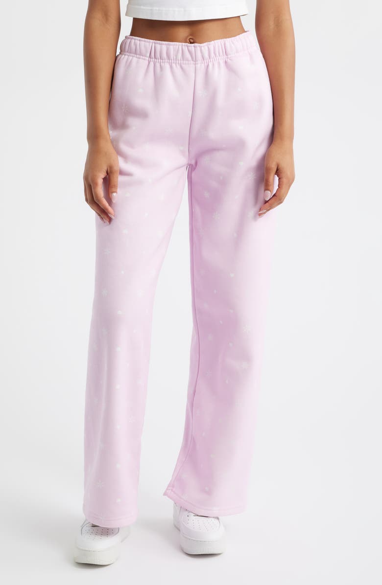 HAPPY CAMP3R Snow Angel Core Wide Leg Sweatpants, Main, color, Light Pink