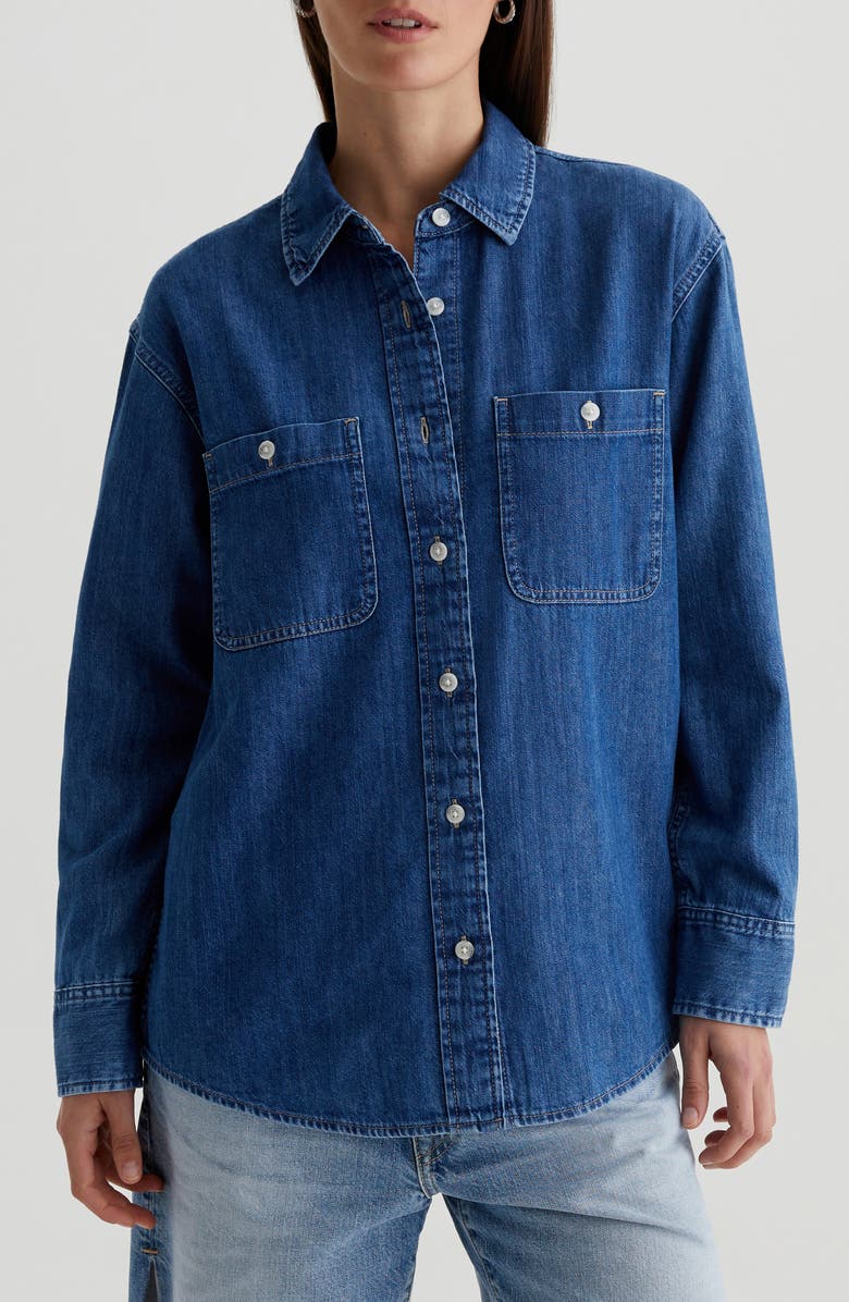 AG Leny Relaxed Fit Denim Button-Up Shirt, Main, color, 
