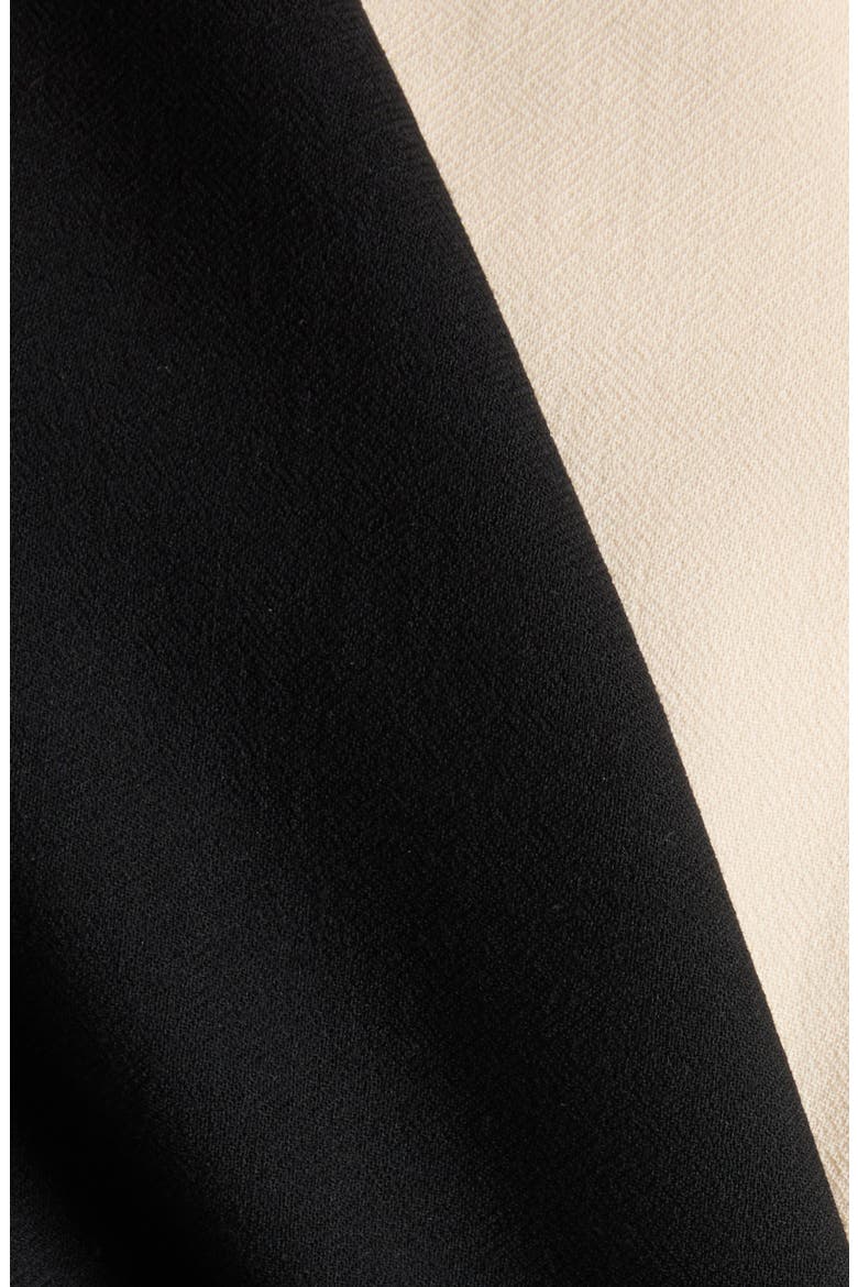 Bow Detail Long Sleeve Crepe Couture Dress, Alternate, color, BLACK/ CREAM