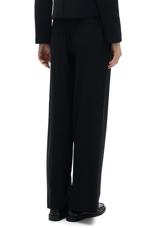 Mango Pleated Wide Leg Pants In Black
