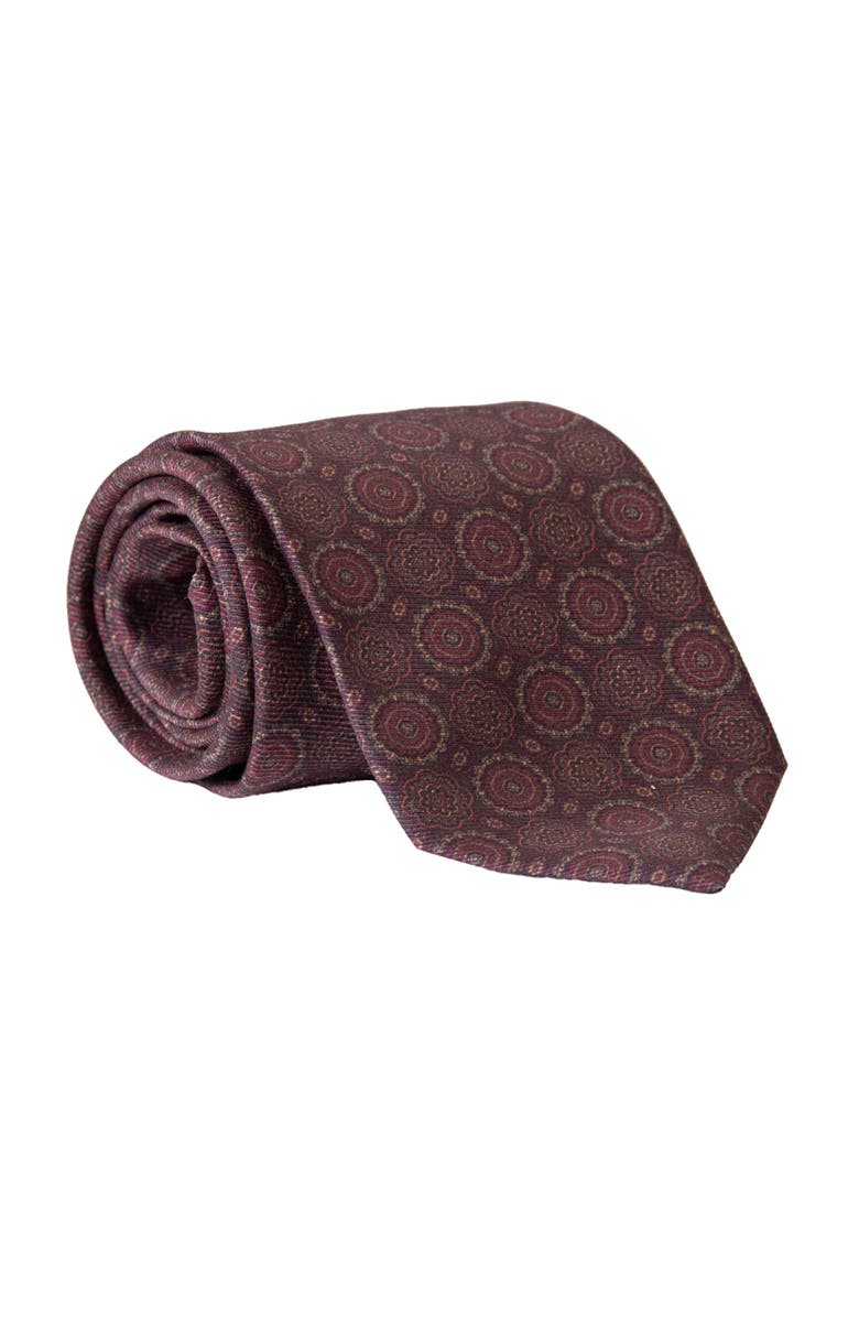 Elizabetta Moretti - Printed Silk Tie for Men, Main, color, Brown And Burgundy