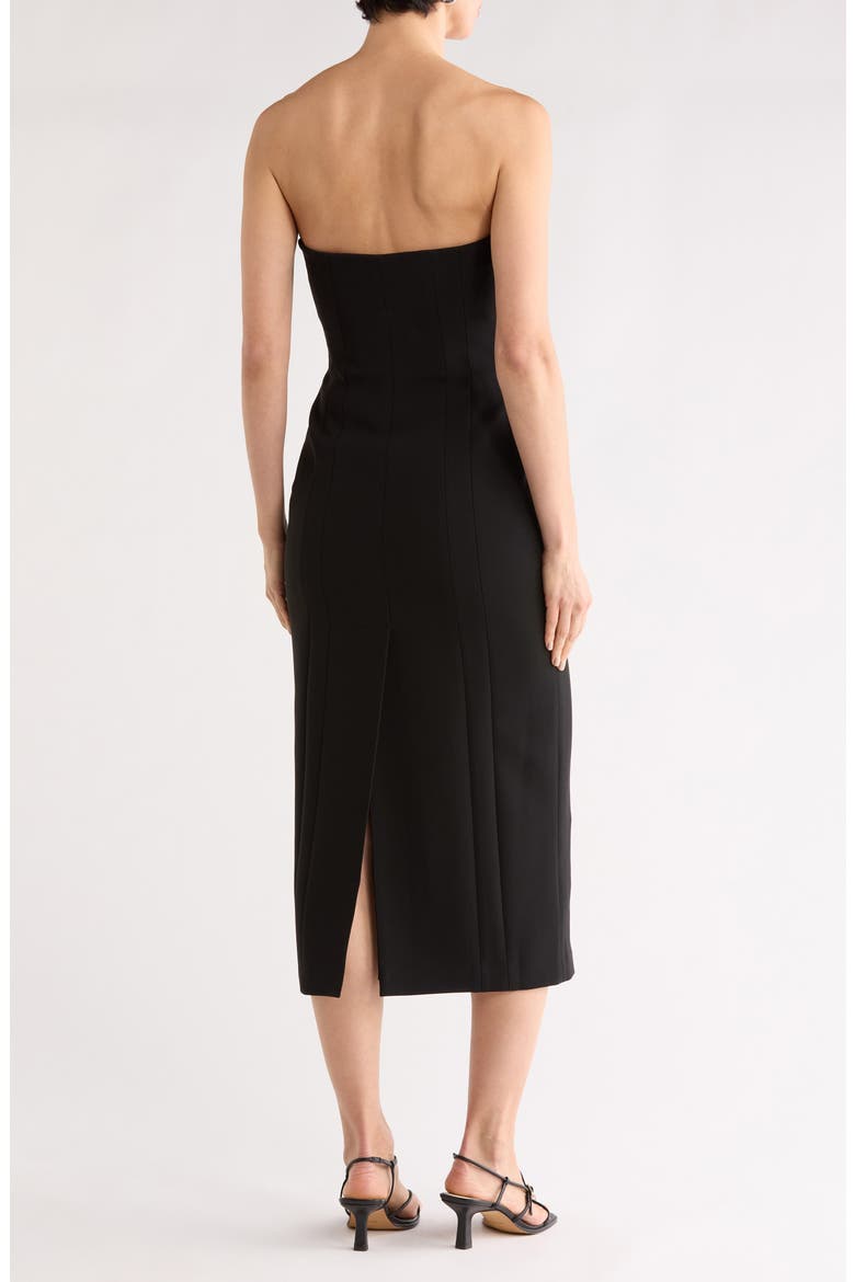 Elizabeth Strapless Midi Dress, Alternate, color, BLACK