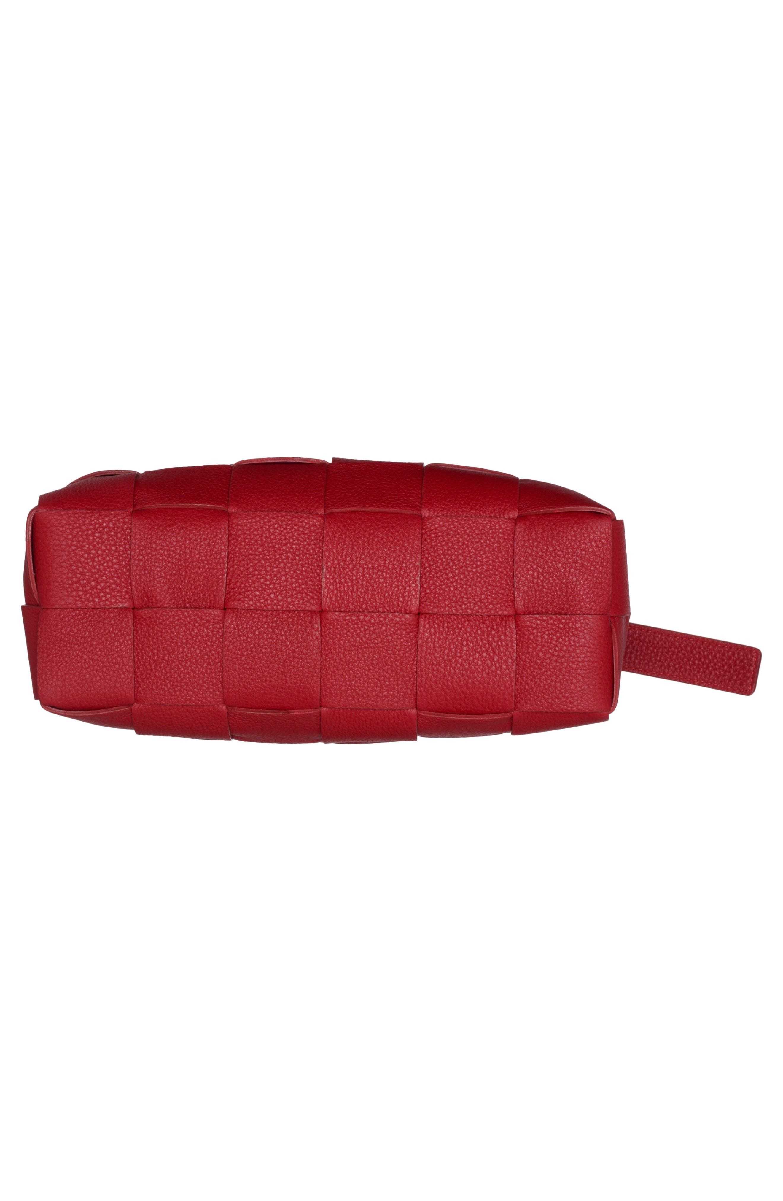 Cassette Intrecciato Leather Shoulder Bag, Alternate, color, APPLE CANDY-GOLD