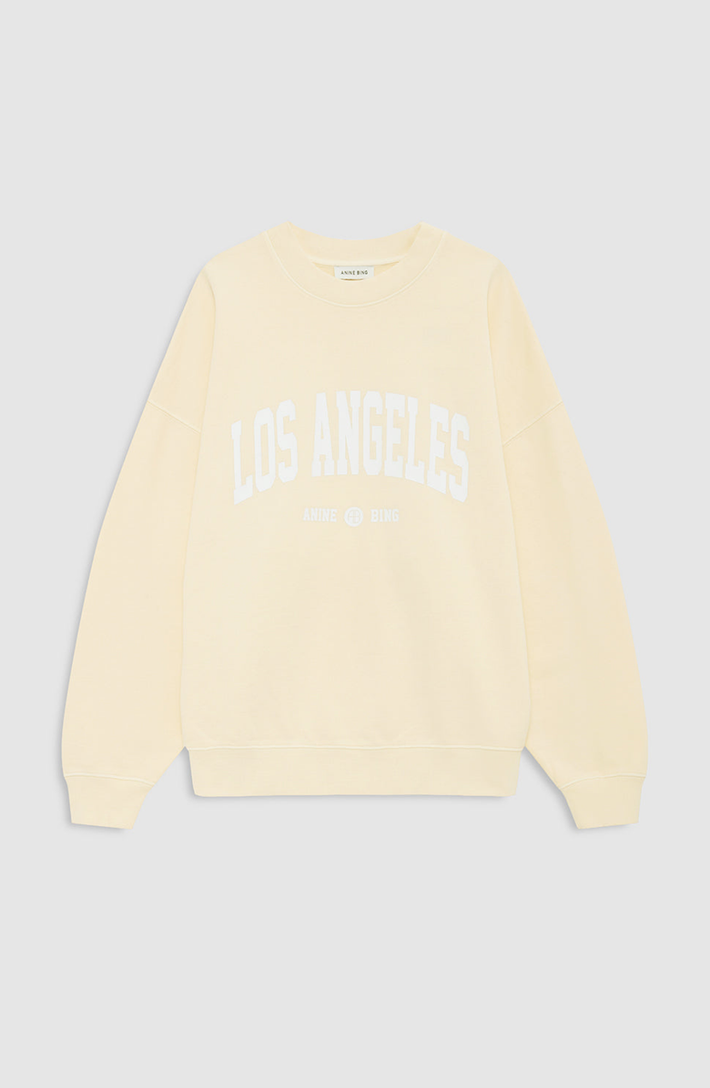 ANINE BING Miles Los Angeles University Sweatshirt, Alternate, color, Butter Yellow