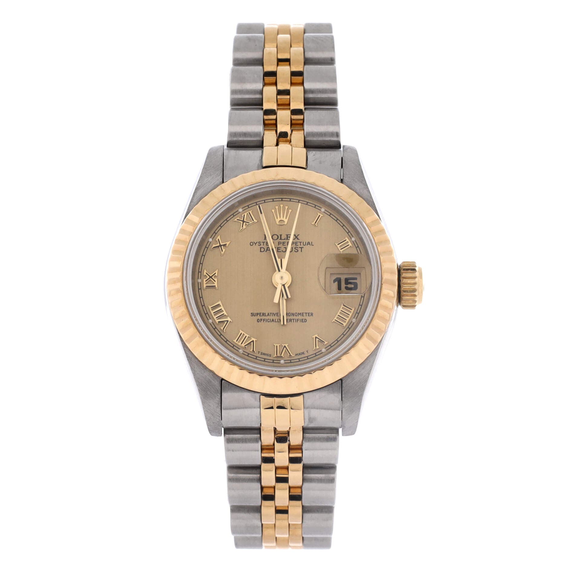 Oyster Perpetual Datejust Automatic Watch Stainless Steel and Yellow Gold 26, Main, color, Metallic Silver