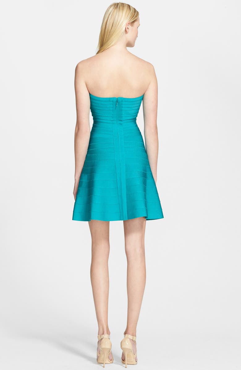 Herve Leger Strapless Fit & Flare Bandage Dress, Alternate, color, 