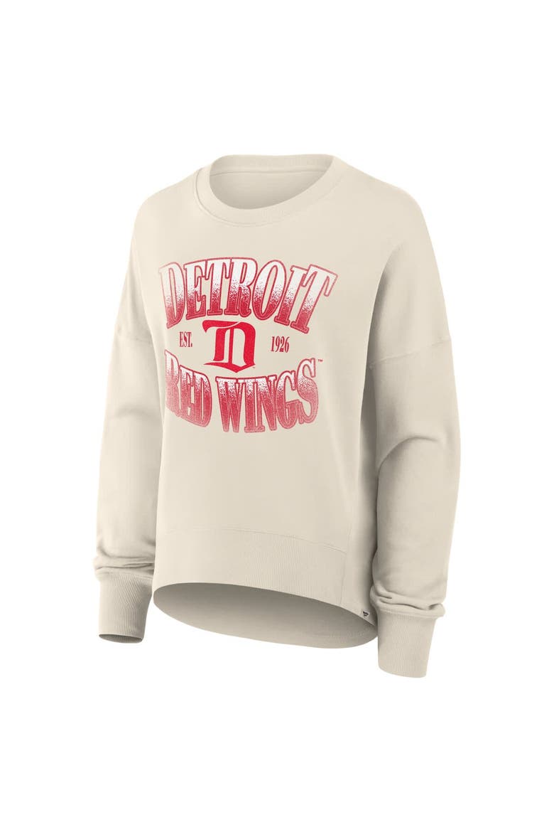 Women's Fanatics Cream Detroit Red Wings Oversized Vintage Slice Pullover Sweatshirt, Alternate, color, Cream
