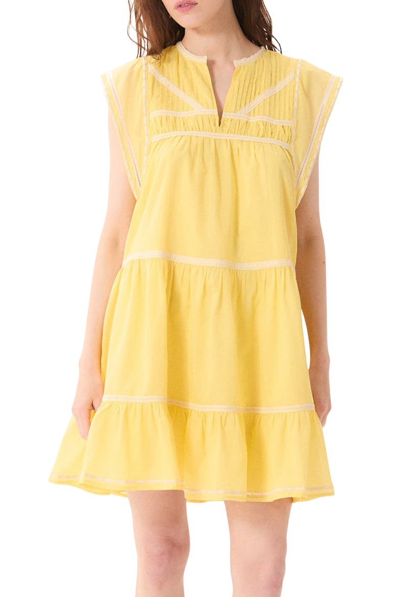 Onza Lace Trim Cotton Minidress, Main, color, YELLOW