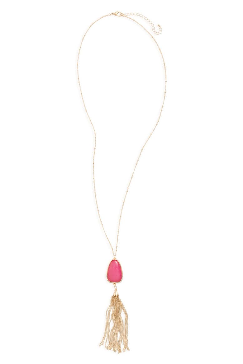 Mother of Pearl Pendant Necklace, Main, color, PINK/ GOLD