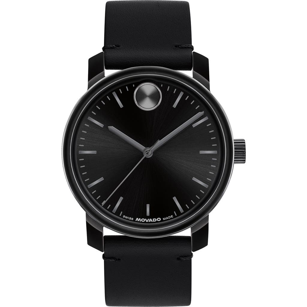 Movado Bold Access Leather Strap Watch, 41mm