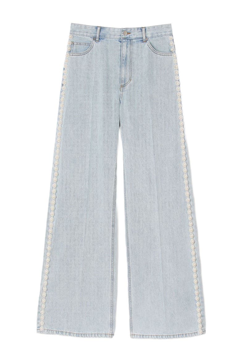 Beaded jeans, Alternate, color, Light bu jean