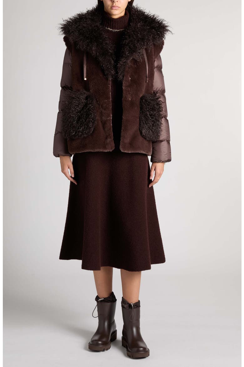 Immersif Faux Fur Trim Jacket, Alternate, color, BROWN