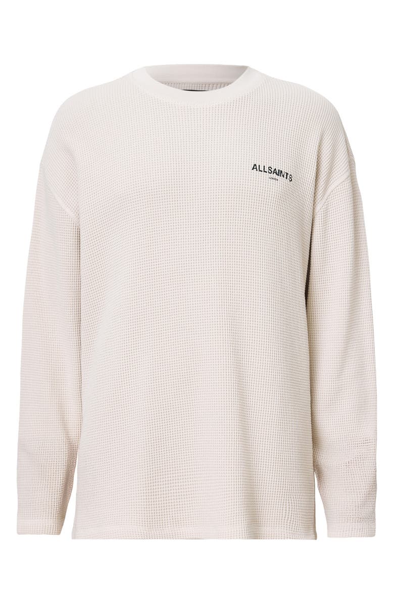AllSaints Sect Waffle Knit Sweatshirt, Alternate, color, Smoke White/ Black Logo
