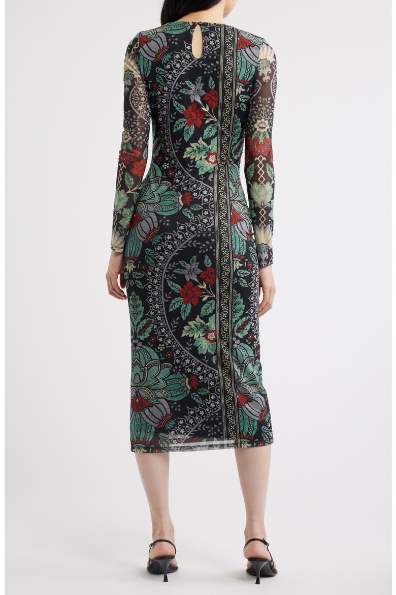 The Delilah Print Long Sleeve Mesh Maxi Dress, Alternate, color, DIANAS GARDEN PRINT