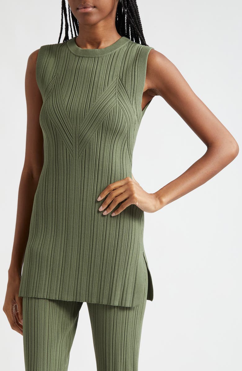 Veronica Beard Semma Mixed Rib Sleeveless Tunic Sweater, Alternate, color, 