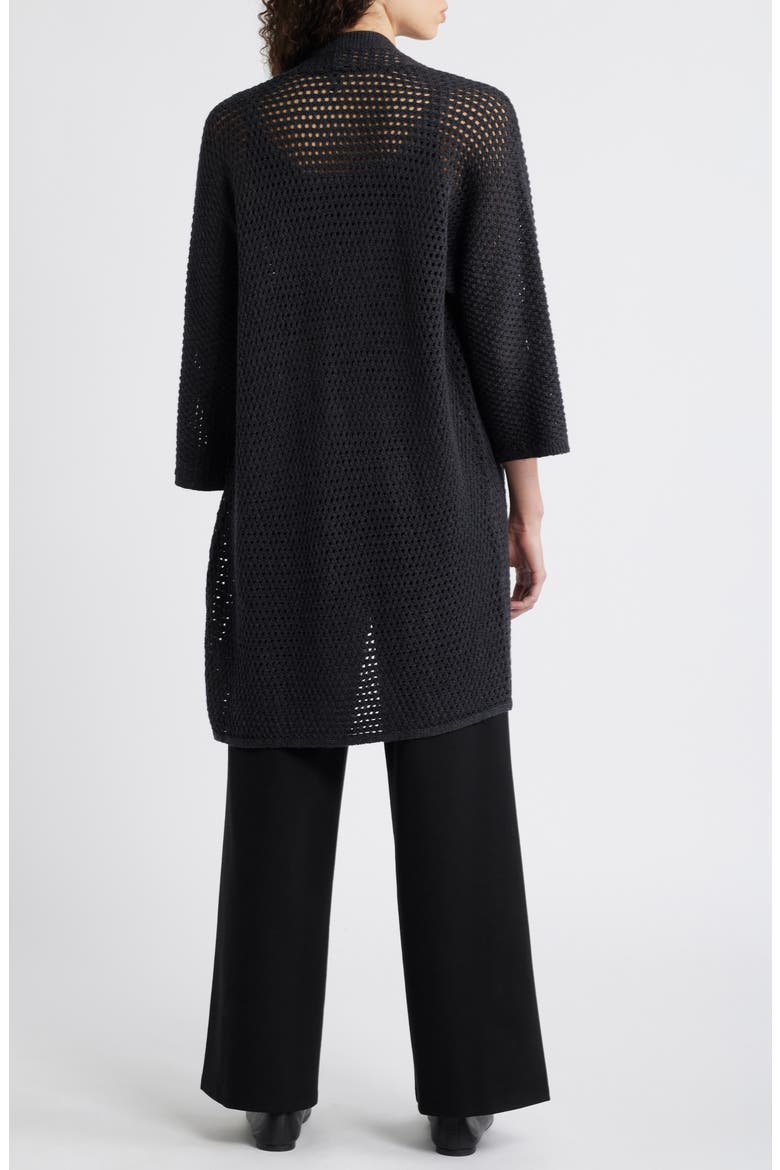 Open Stitch Longline Wool Cardigan, Alternate, color, CHARCOAL
