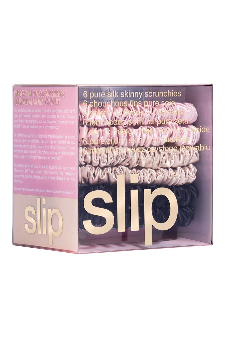 Pure Silk 6-Pack Skinny Scrunchies, Alternate, color, MULTI