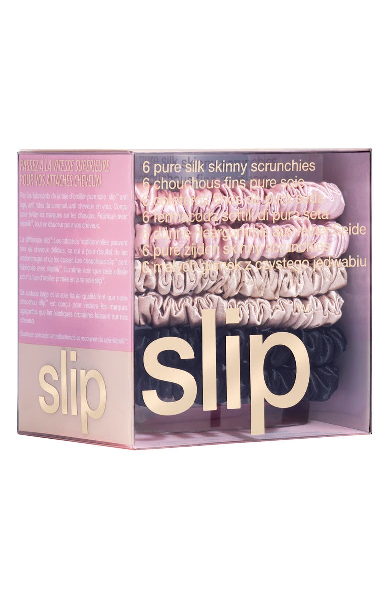 slip Pure Silk 6-Pack Skinny Scrunchies, Alternate, color, Pink Multi
