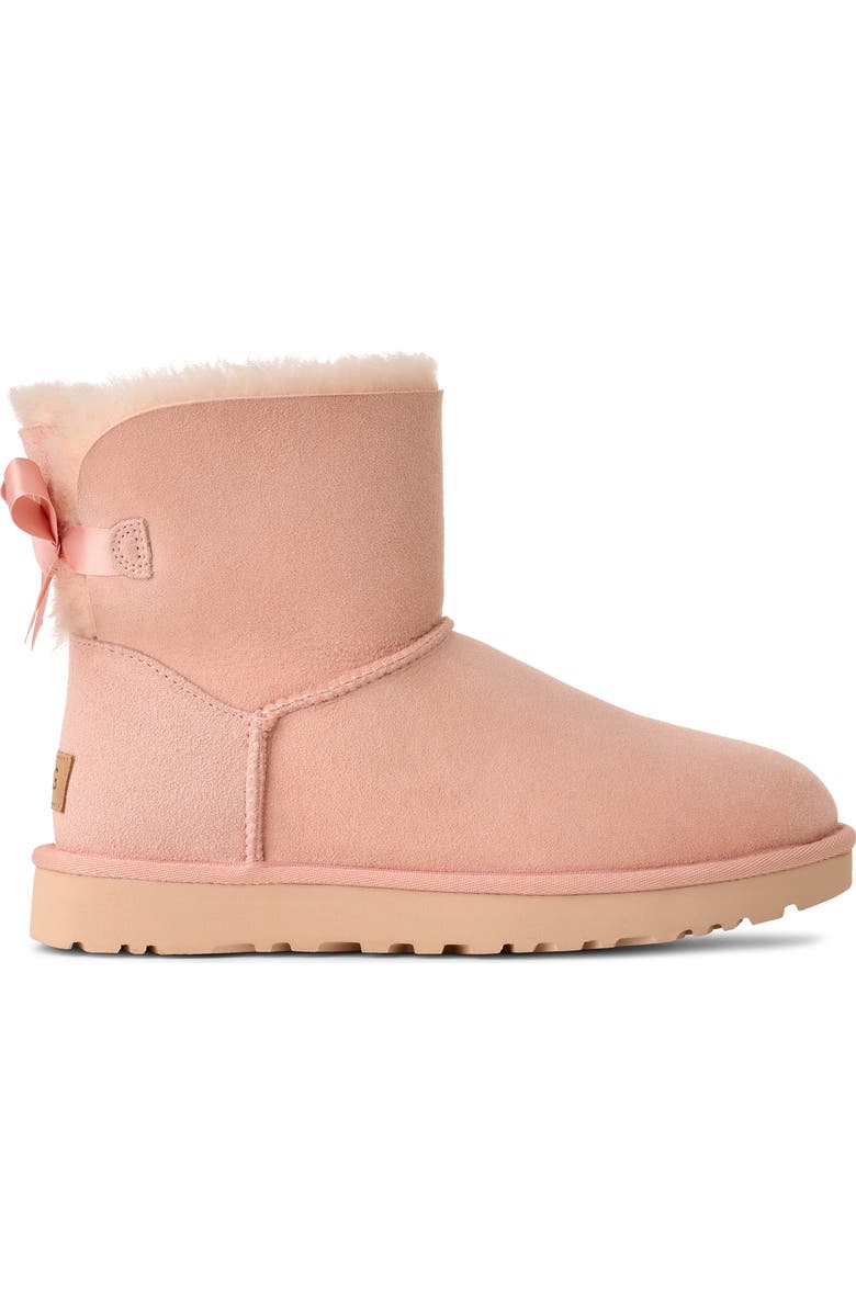 UGG<sup>®</sup> Mini Bailey Bow II Genuine Shearling Bootie, Alternate, color, Beige Blush