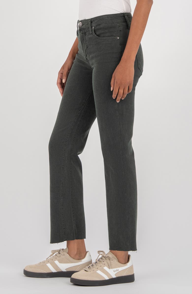 KUT from the Kloth Kelsey Raw Hem Ankle Flare Jeans, Alternate, color, Pewter Green