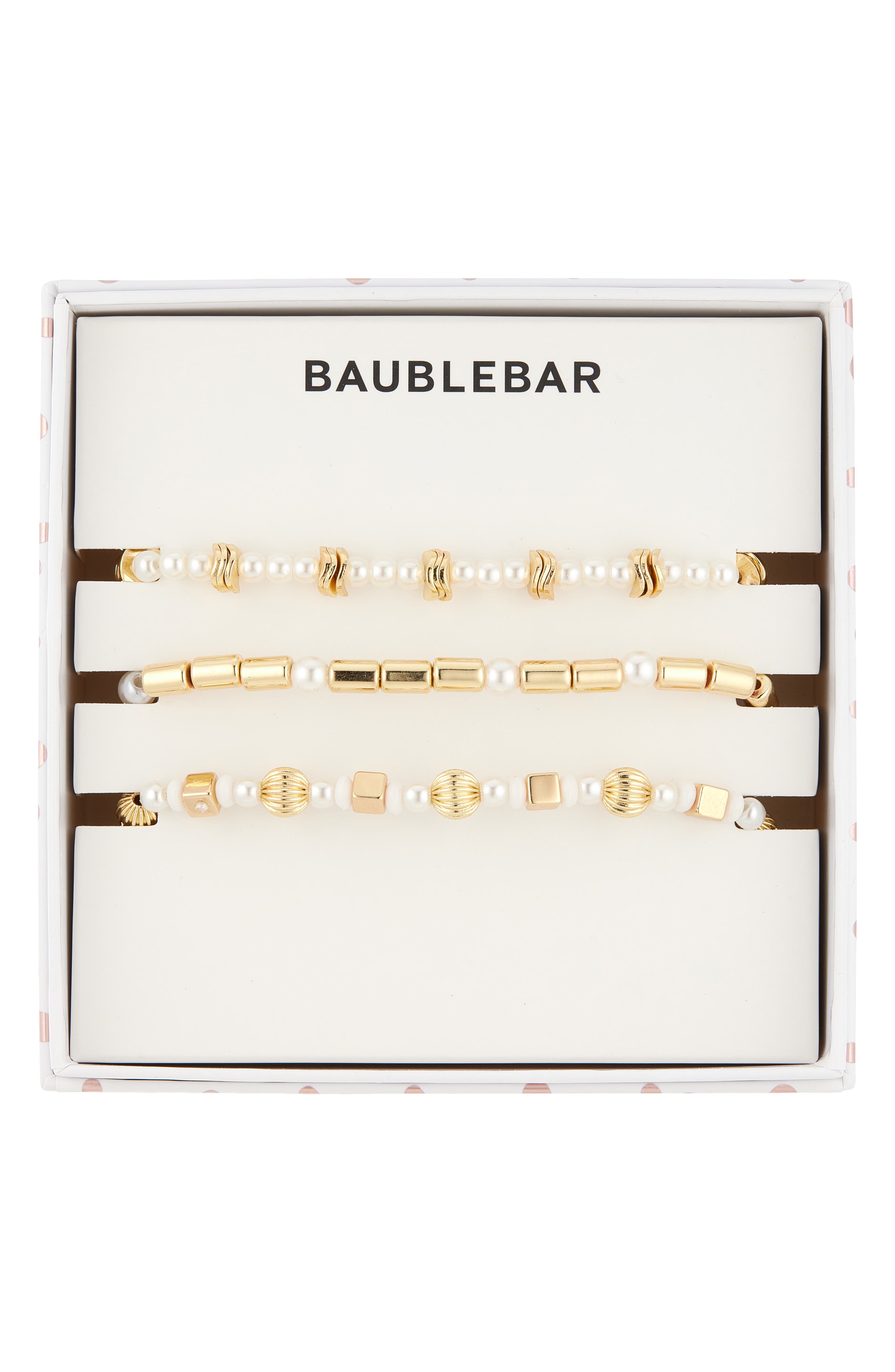BaubleBar Set of 3 Faux Pearl Beaded Stretch Bracelets