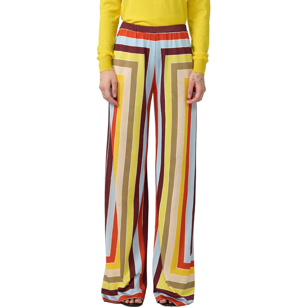Diane Von Furstenberg Malia Stripe Wide Leg Pants In Multi